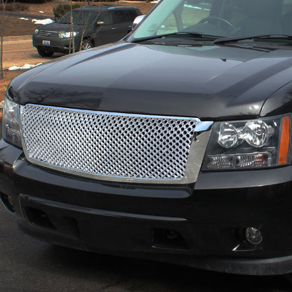 07-14 Chevy Tahoe Suburban 1500 2500 Front Grille - Badgeless Diamond Mesh - Chrome