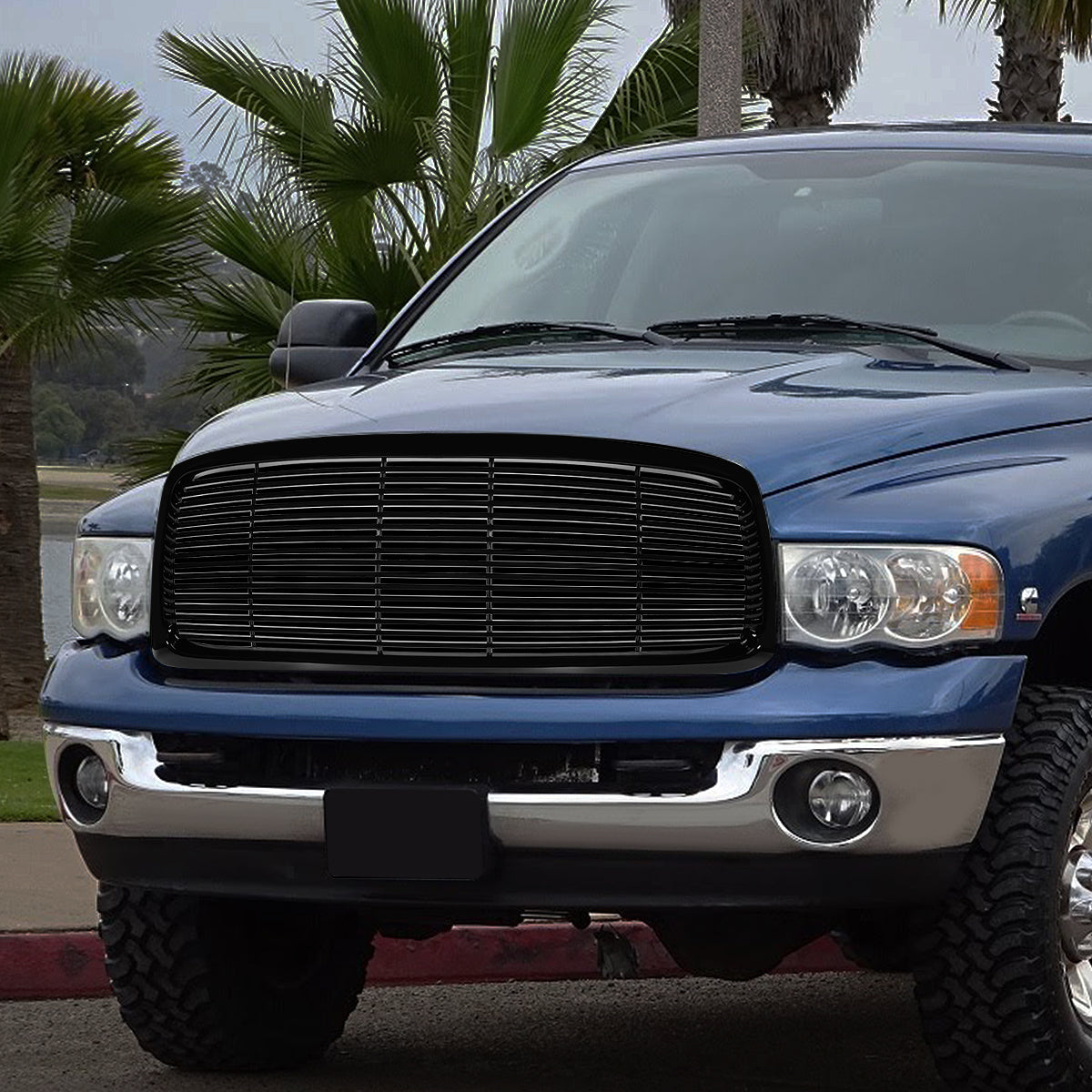 02-05 Dodge Ram 1500 2500 3500 Front Grille - Horizontal Fence Mesh - Black