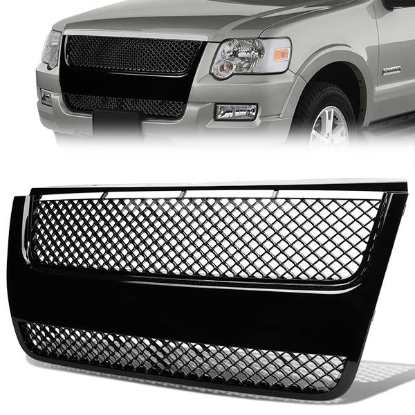 07-10 Ford Explorer Sport Trac Front Grille - Badgeless Diamond Mesh - Black