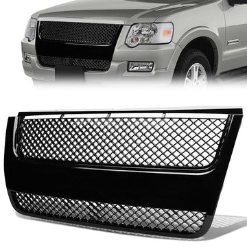 07-10 Ford Explorer Sport Trac Front Grille - Badgeless Diamond Mesh - Black