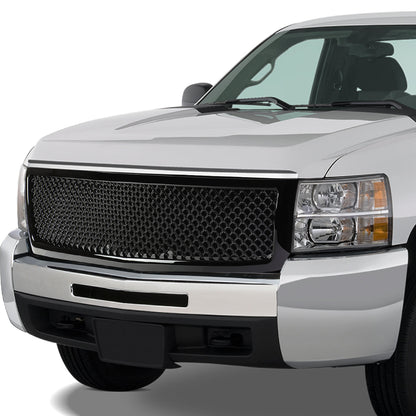 07-13 Chevy Silverado 1500 Front Grille - Badgeless Polished Black