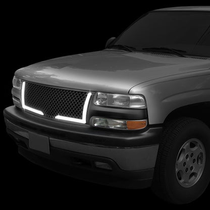 99-02 Chevy Silverado 00-06 Suburban Tahoe LED DRL Front Grille - Honeycomb Mesh