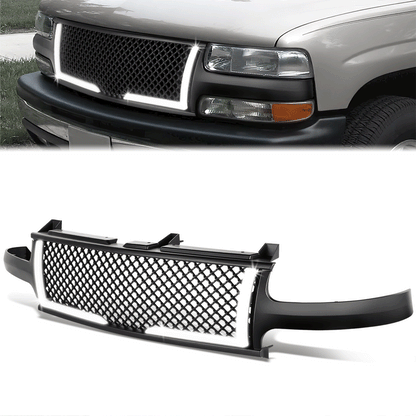 99-02 Chevy Silverado 00-06 Suburban Tahoe LED DRL Front Grille - Honeycomb Mesh