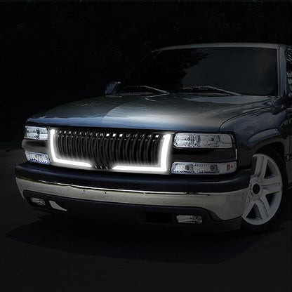 99-02 Chevy Silverado 1500 2500 LD 00-06 Tahoe LED DRL Front Grille - Badgeless Vertical