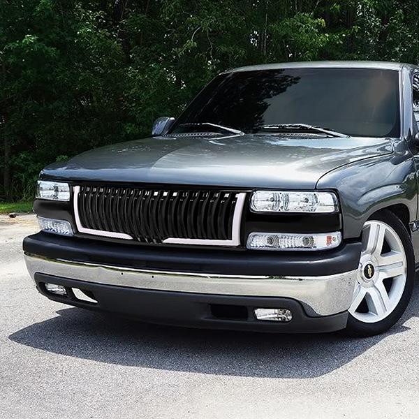 99-02 Chevy Silverado 1500 2500 LD 00-06 Tahoe LED DRL Front Grille - Badgeless Vertical