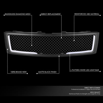 07-13 Chevy Silverado 1500 LED DRL Front Grille - Diamond Mesh