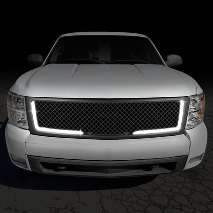 07-13 Chevy Silverado 1500 LED DRL Front Grille - Diamond Mesh