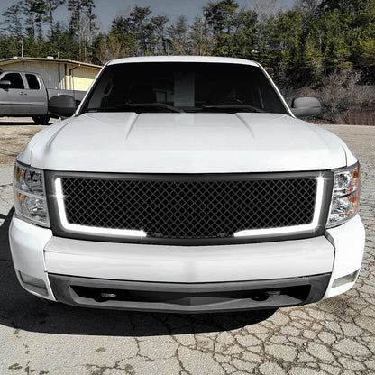 07-13 Chevy Silverado 1500 LED DRL Front Grille - Diamond Mesh