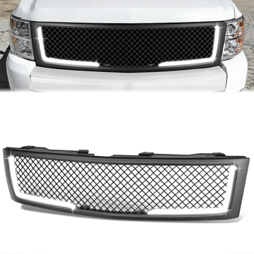 07-13 Chevy Silverado 1500 LED DRL Front Grille - Diamond Mesh
