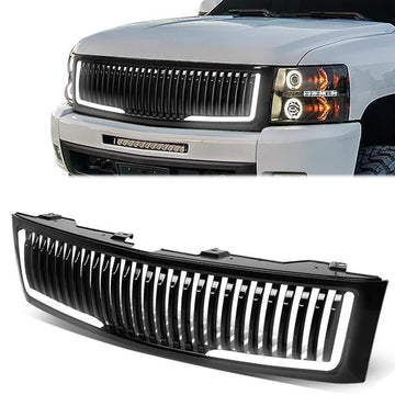 07-13 Chevy Silverado 1500 LED DRL Front Grille - Vertical Fence Style