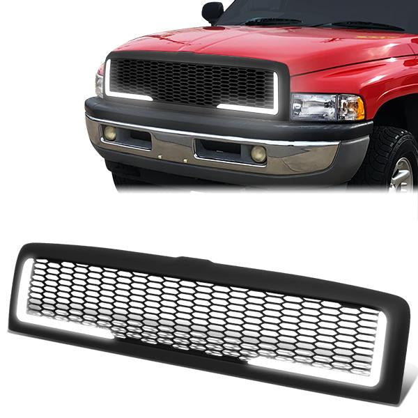 94-01 Dodge Ram 1500 94-02 Ram 2500 3500 LED DRL Front Grille - Honeycomb Mesh - Matte