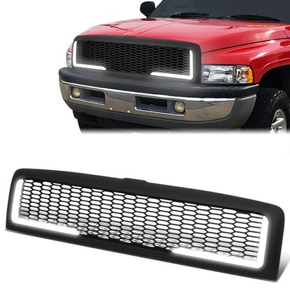 94-01 Dodge Ram 1500 94-02 Ram 2500 3500 LED DRL Front Grille - Honeycomb Mesh - Matte