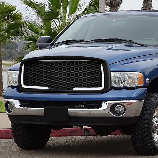 02-05 Dodge Ram 1500 2500 3500 LED DRL Front Grille - Honeycomb Mesh