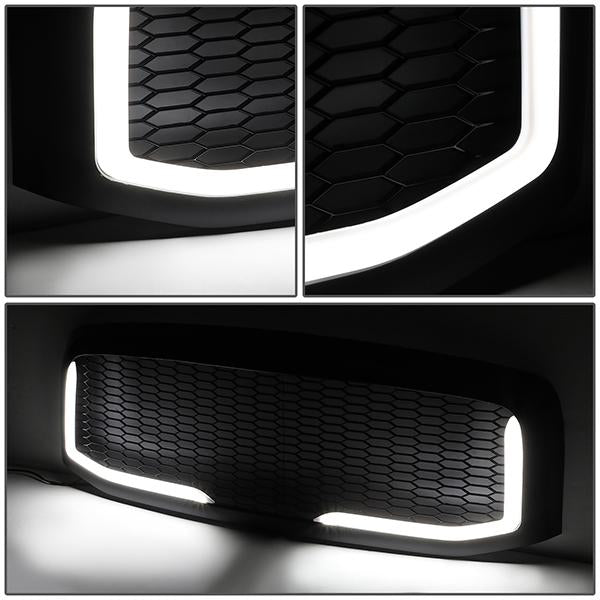06-09 Dodge Ram 1500 2500 3500 LED DRL Front Grille - Badgeless Honeycomb Mesh - Black
