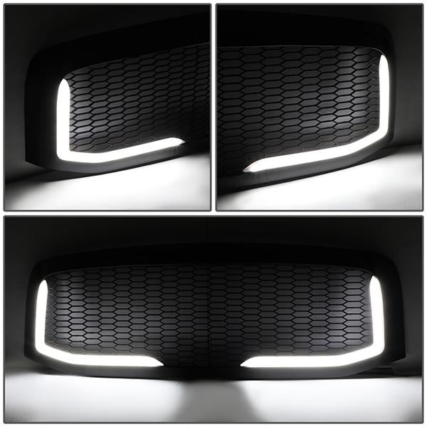 06-09 Dodge Ram 1500 2500 3500 LED DRL Front Grille - Badgeless Honeycomb Mesh - Matte Black