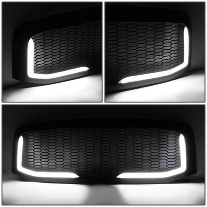 06-09 Dodge Ram 1500 2500 3500 LED DRL Front Grille - Badgeless Honeycomb Mesh - Matte Black