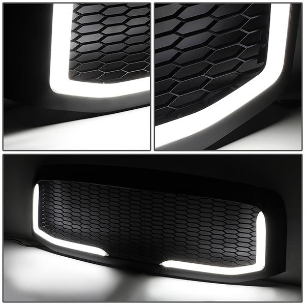 06-09 Dodge Ram 1500 2500 3500 LED DRL Front Grille - Badgeless Honeycomb Mesh - Matte Black