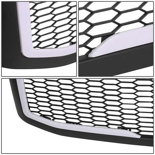 06-09 Dodge Ram 1500 2500 3500 LED DRL Front Grille - Badgeless Honeycomb Mesh - Matte Black