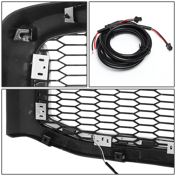 06-09 Dodge Ram 1500 2500 3500 LED DRL Front Grille - Badgeless Honeycomb Mesh - Matte Black