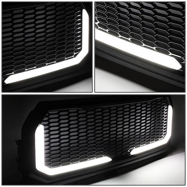 15-17 Ford F150 Front Grille+LED Bar - Badgeless Honeycomb Mesh - Black