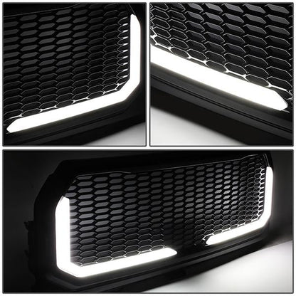 15-17 Ford F150 Front Grille+LED Bar - Badgeless Honeycomb Mesh - Black