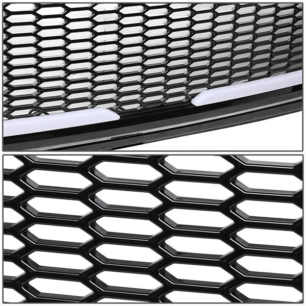 15-17 Ford F150 Front Grille+LED Bar - Badgeless Honeycomb Mesh - Black