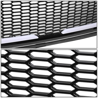 15-17 Ford F150 Front Grille+LED Bar - Badgeless Honeycomb Mesh - Black