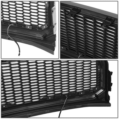 15-17 Ford F150 Front Grille+LED Bar - Badgeless Honeycomb Mesh - Black
