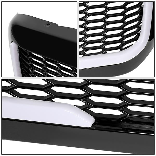 99-04 Ford F250 F350 F450 F550 Super Duty Front Grille+LED Bar - Honeycomb Mesh - Black