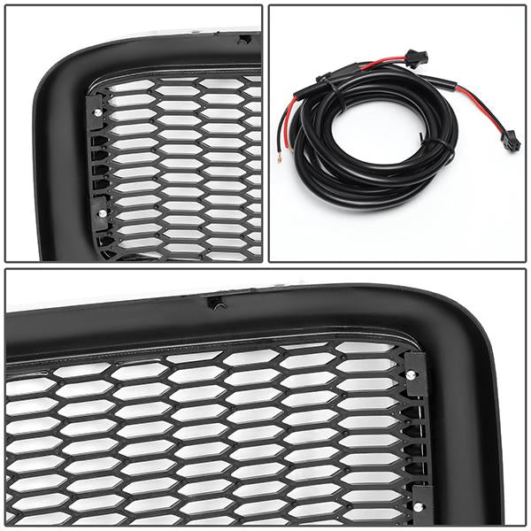 99-04 Ford F250 F350 F450 F550 Super Duty Front Grille+LED Bar - Honeycomb Mesh - Black