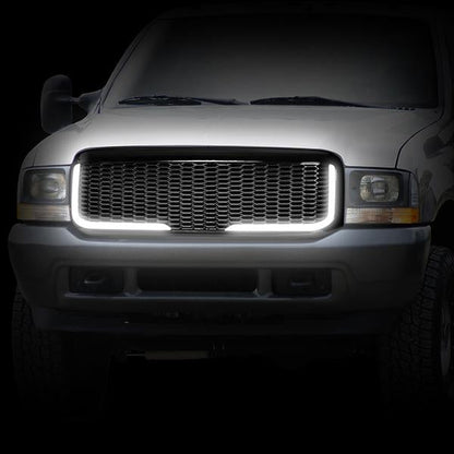 99-04 Ford F250 F350 F450 F550 Super Duty Front Grille+LED Bar - Honeycomb Mesh - Black