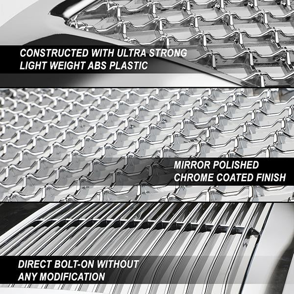 99-04 Ford F250 F350 Super Duty Front Grille+LED Bar - Honeycomb Mesh - Chrome