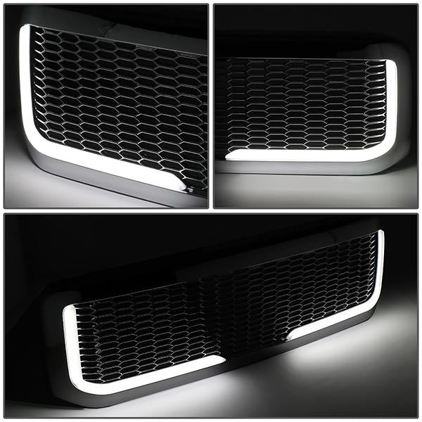 99-04 Ford F250 F350 Super Duty Front Grille+LED Bar - Honeycomb Mesh - Chrome