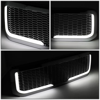 99-04 Ford F250 F350 Super Duty Front Grille+LED Bar - Honeycomb Mesh - Chrome