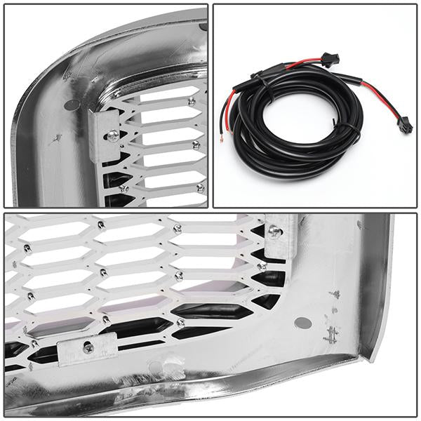 99-04 Ford F250 F350 Super Duty Front Grille+LED Bar - Honeycomb Mesh - Chrome