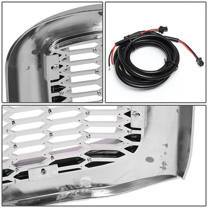 99-04 Ford F250 F350 Super Duty Front Grille+LED Bar - Honeycomb Mesh - Chrome