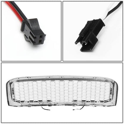 99-04 Ford F250 F350 Super Duty Front Grille+LED Bar - Honeycomb Mesh - Chrome