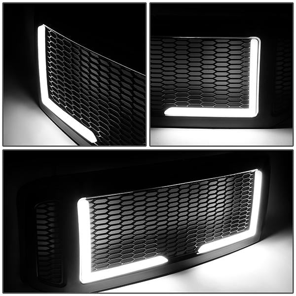 05-07 Ford F250 F350 F450 F550 Super Duty Front Grille+LED Bar - Honeycomb Mesh - Black