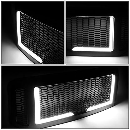 05-07 Ford F250 F350 F450 F550 Super Duty Front Grille+LED Bar - Honeycomb Mesh - Black