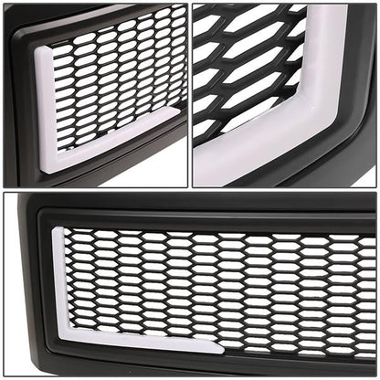 08-10 Ford F250 F350 F450 F550 Super Duty LED DRL Front Grille - Badgeless Honeycomb Mesh