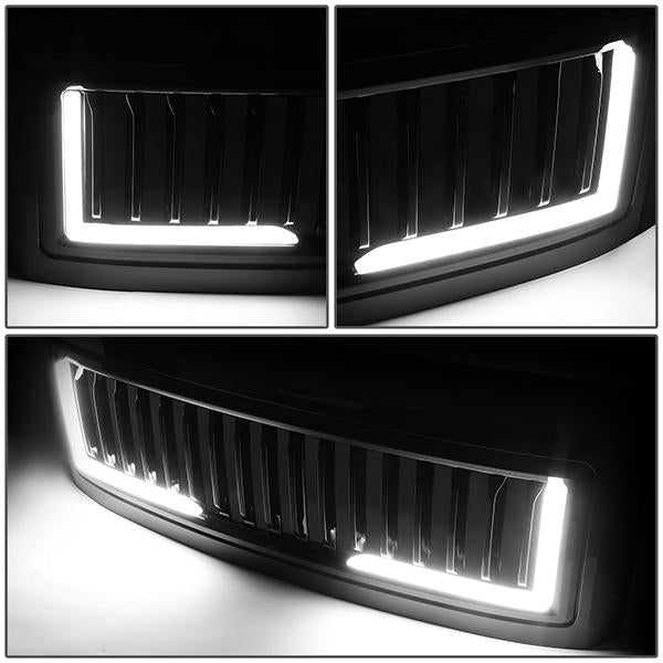 08-10 Ford F250 F350 F450 F550 Super Duty LED DRL Front Grille - Badgeless Vertical Fence Style