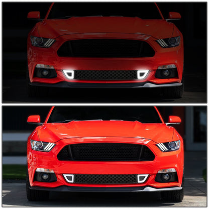 15-17 Ford Mustang Base/Ecoboost/GT LED DRL Front Lower Bumper Grille - Honeycomb Mesh