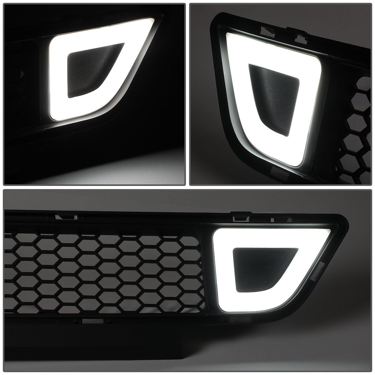 15-17 Ford Mustang Base/Ecoboost/GT LED DRL Front Lower Bumper Grille - Honeycomb Mesh