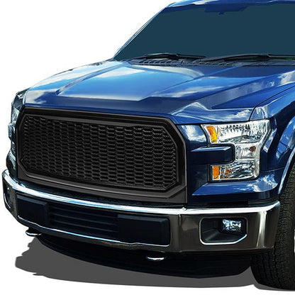 15-17 Ford F150 Front Grille - Badgeless Honeycomb Mesh - Black