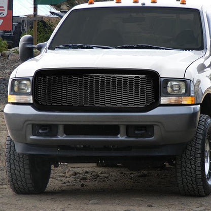 99-04 Ford F250 F350 F450 F550 Super Duty Front Grille - Badgeless Honeycomb Mesh - Black