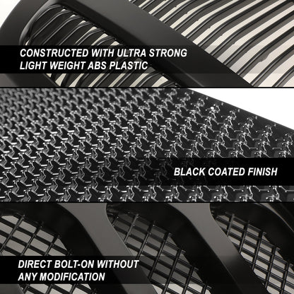 11-16 Ford F250 F350 F450 F550 Super Duty Front Grille+LED - Honeycomb Mesh - Matte Black