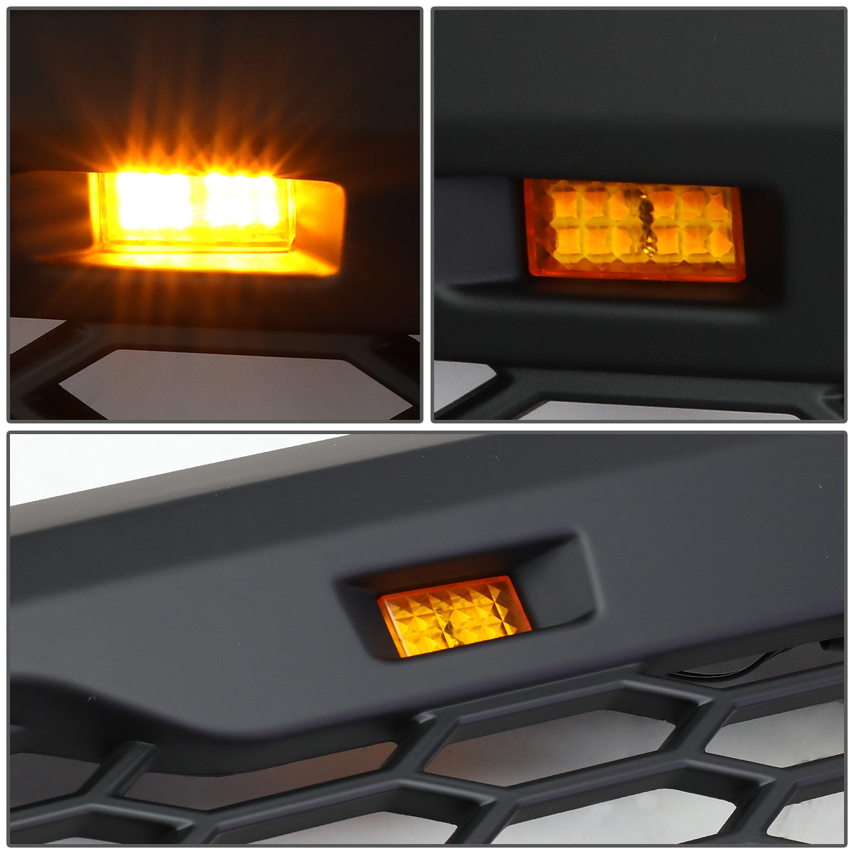 11-16 Ford F250 F350 F450 F550 Super Duty Front Grille+LED - Honeycomb Mesh - Matte Black
