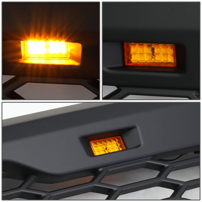 11-16 Ford F250 F350 F450 F550 Super Duty Front Grille+LED - Honeycomb Mesh - Matte Black