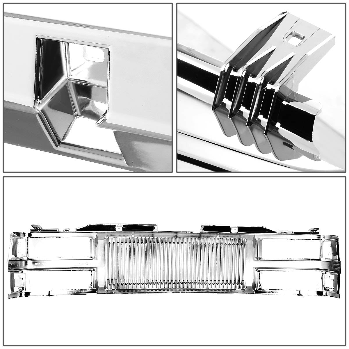 94-00 Chevy C/K 1500 2500 3500 Front Grille - Badgeless Vertical Fence Style - Chrome