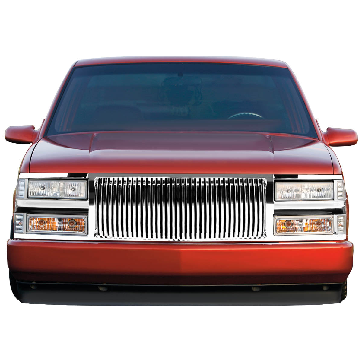 94-00 Chevy C/K 1500 2500 3500 Front Grille - Badgeless Vertical Fence Style - Chrome